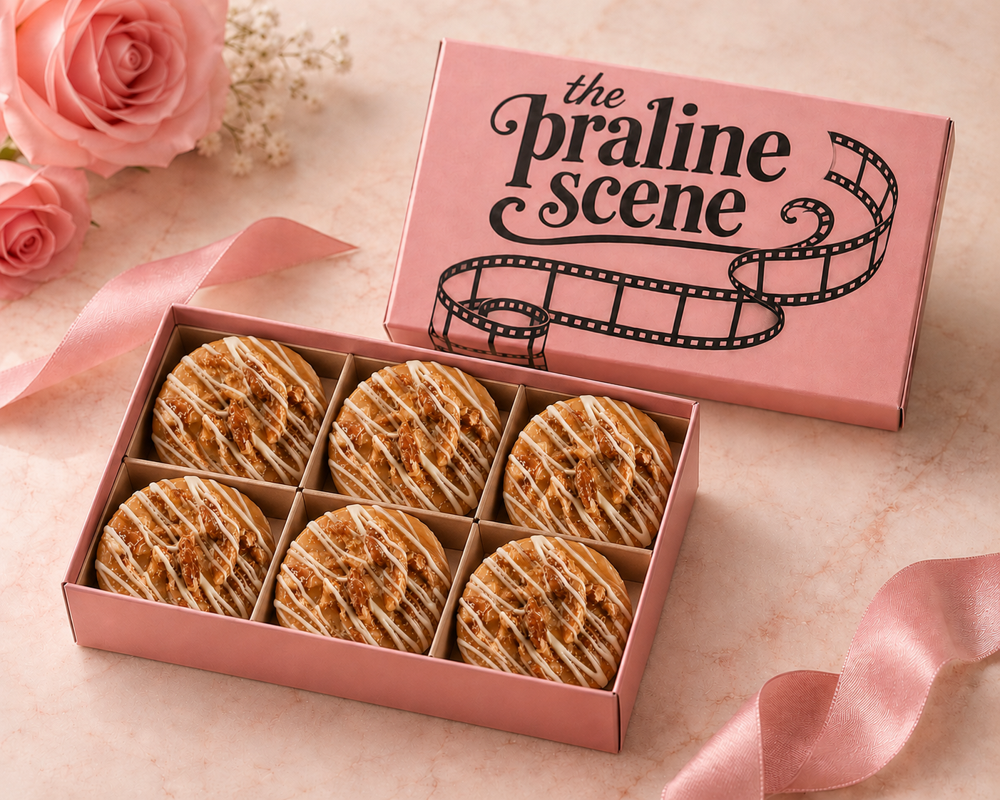 White-Chocolate Drizzled Praline