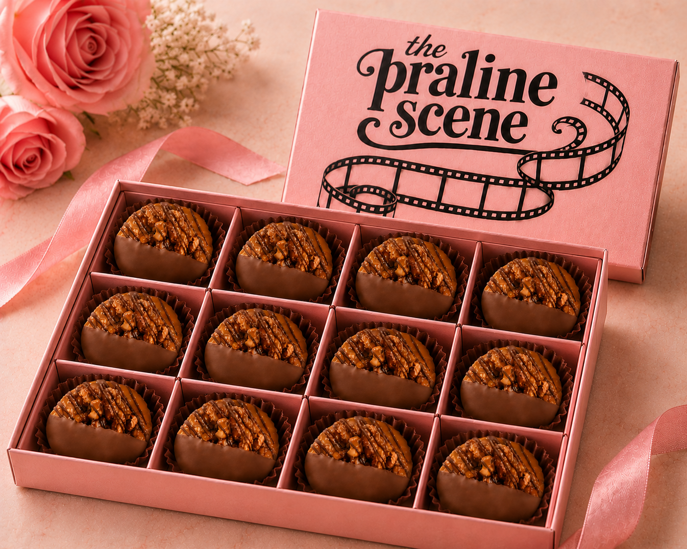 Milk-Chocolate Drizzled & Dipped Praline