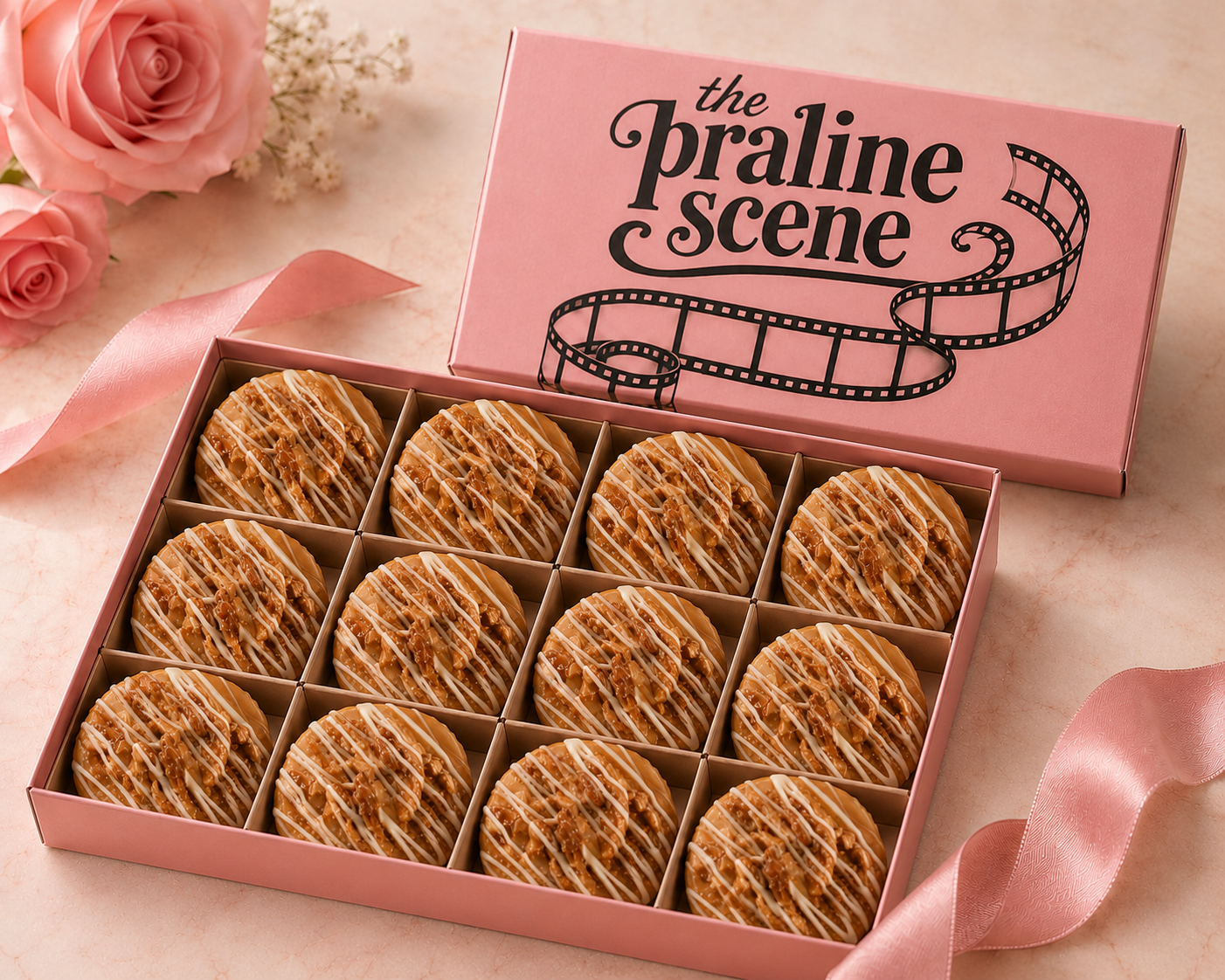White-Chocolate Drizzled Praline