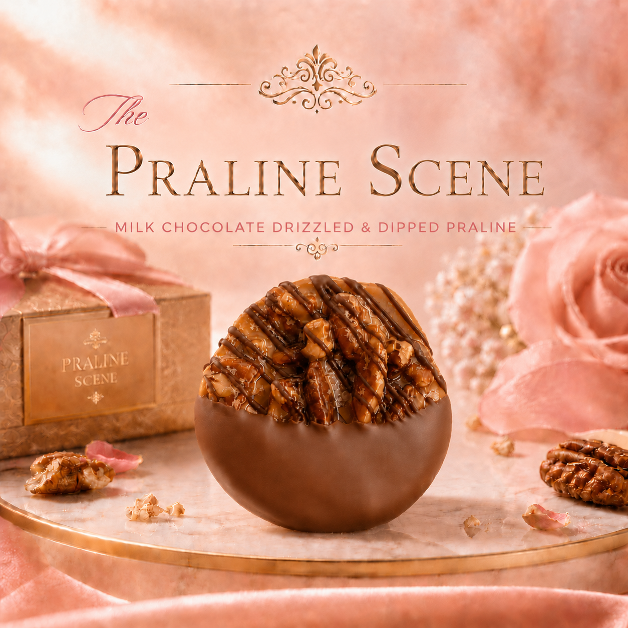 Milk-Chocolate Drizzled & Dipped Praline