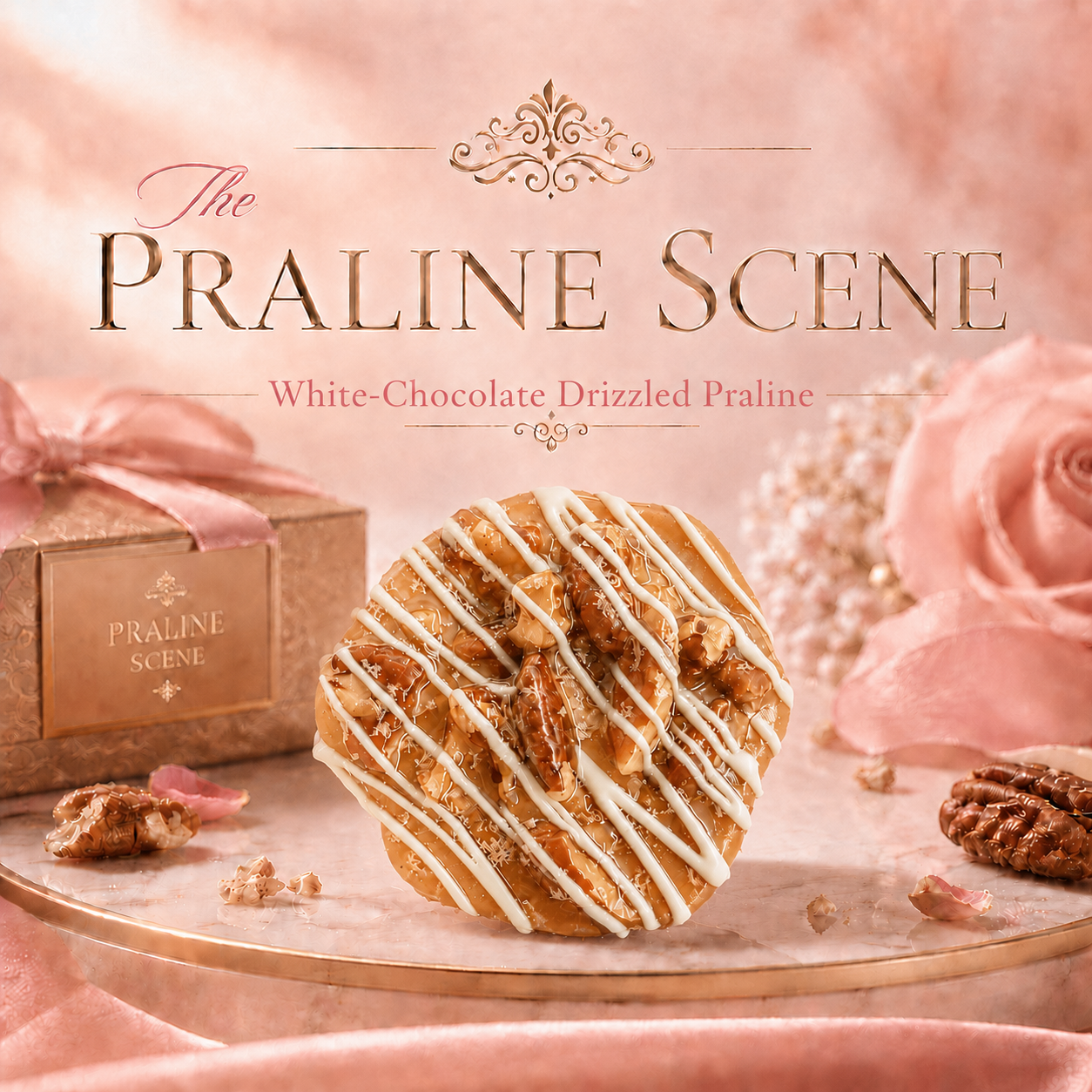 White-Chocolate Drizzled Praline